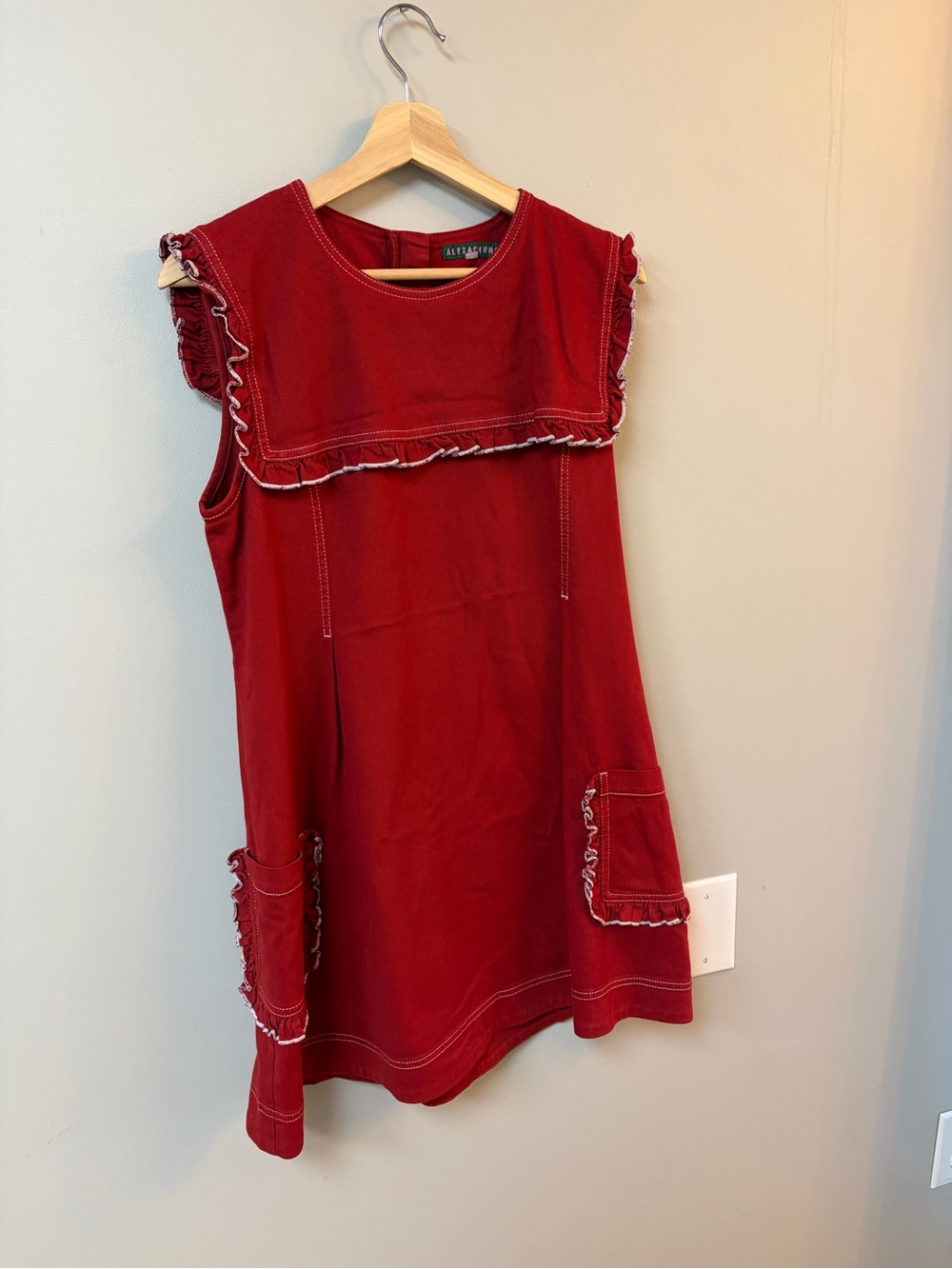 Red Ruffle-Trim Sleeveless Mini Dress